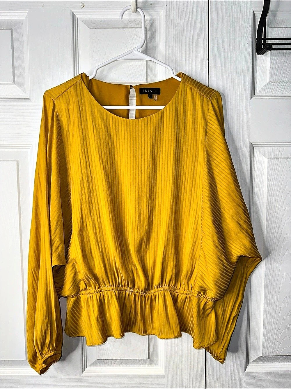 1.STATE Pleated Ruffle Blouse in Yellow Size Large